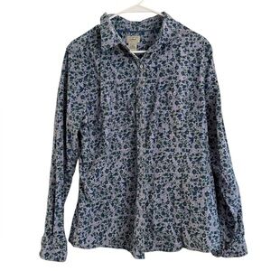 LL Bean Floral Corduroy Button Down 100% Cotton
